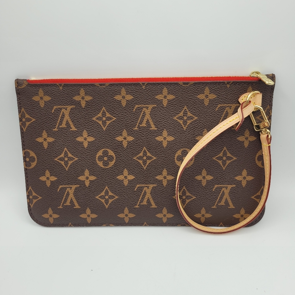 Louis Vuitton Brown And Red Monogram Wristlet